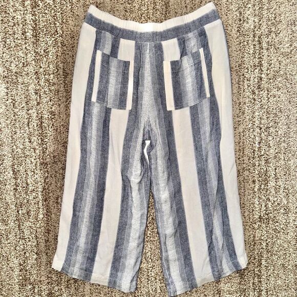 Cloth & Stone Women's Linen Blend Blue White Stripe Summer Pants Size Medium - Picture 4 of 11